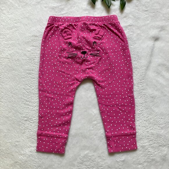 Carter’s Baby Girl Leggings Size 9M | Pink Polka Dot Animal Bum GUC - Picture 1 of 13